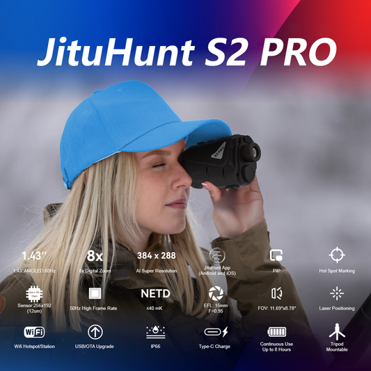 Jituhunt Thermal monocular S2Pro's AI super-resolution technology